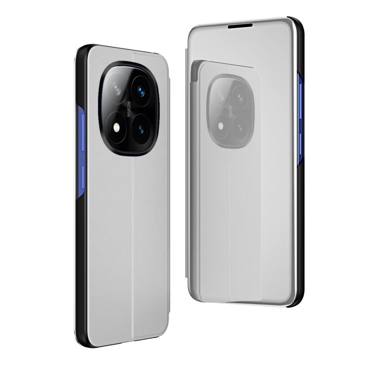 

For Xiaomi Redmi Note 14 Pro+ 5G Plated Mirror Horizontal Flip Leather Phone Case with Holder(Silver)