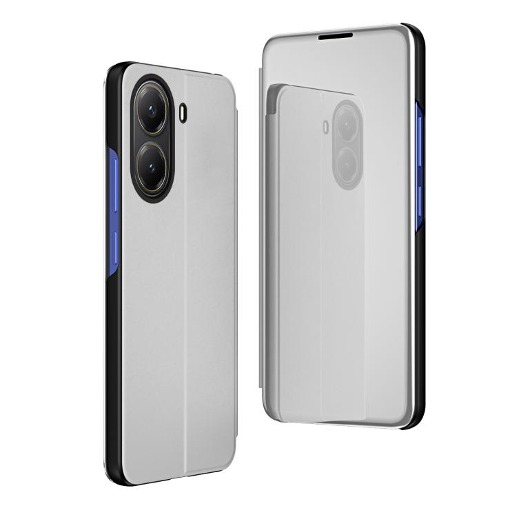 

For Xiaomi Poco X7 Pro Plated Mirror Horizontal Flip Leather Phone Case with Holder(Silver)