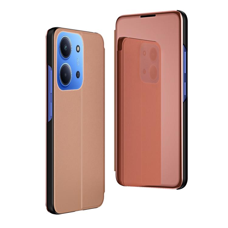 

For Redmi 15C 5G / 4G Global 171mm Plated Mirror Horizontal Flip Leather Phone Case with Holder(Rose Gold)