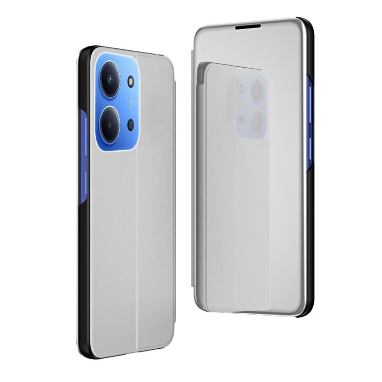 

For Redmi 15C 5G / 4G Global 171mm Plated Mirror Horizontal Flip Leather Phone Case with Holder(Silver)