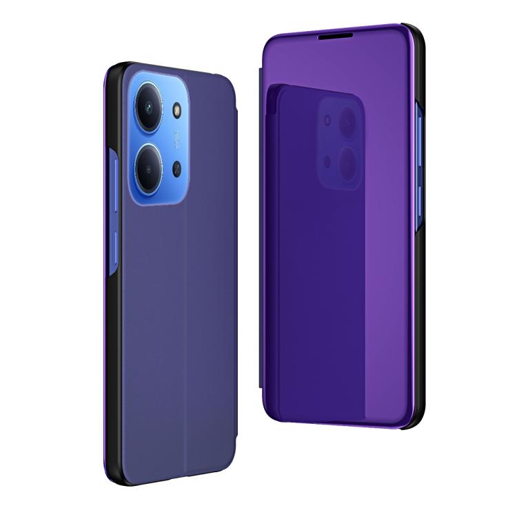 

For Redmi 15C 5G / 4G EU 173mm Plated Mirror Horizontal Flip Leather Phone Case with Holder(Purple Blue)