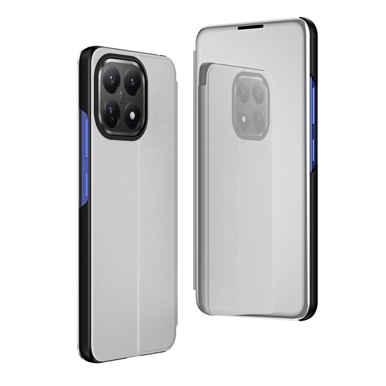 

For Xiaomi 15T Plated Mirror Horizontal Flip Leather Phone Case with Holder(Silver)