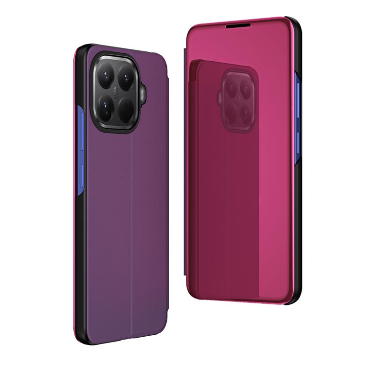 

For Xiaomi 15T Pro Plated Mirror Horizontal Flip Leather Phone Case with Holder(Purple)