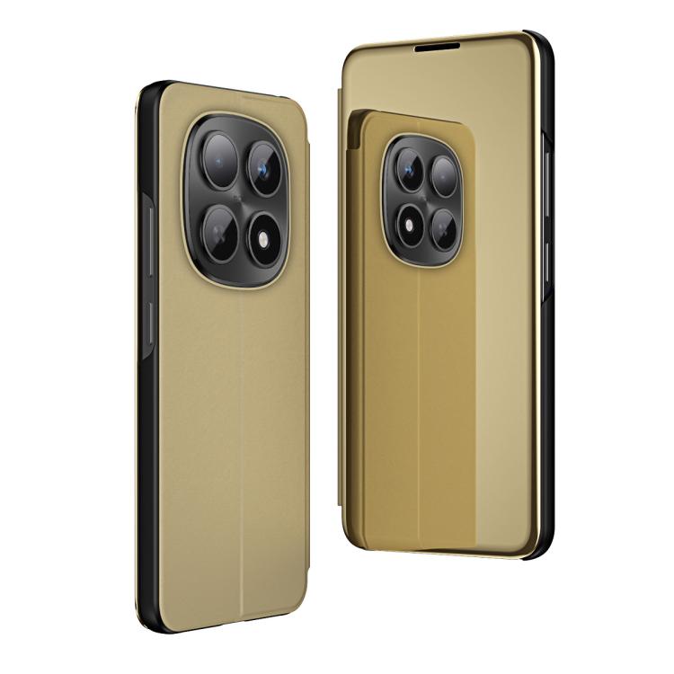 

For Redmi Note 15 4G / 5G Global 164mm Plated Mirror Horizontal Flip Leather Phone Case with Holder(Gold)