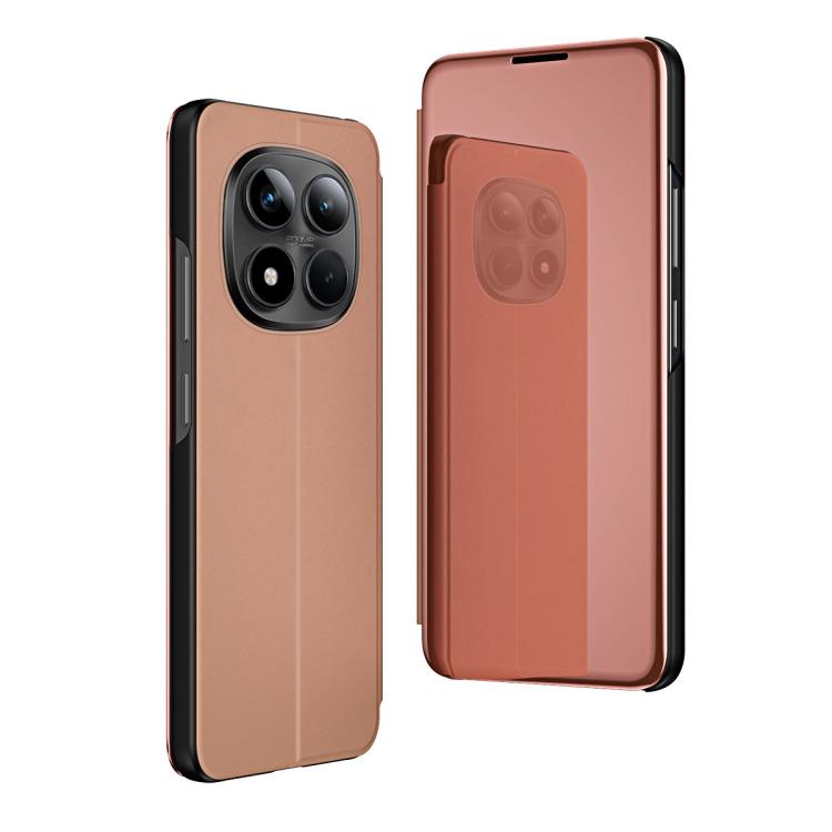 For Redmi Note 15 Pro+ Global 163.3mm Plated Mirror Horizontal Flip Leather Phone Case with Holder(Rose Gold)