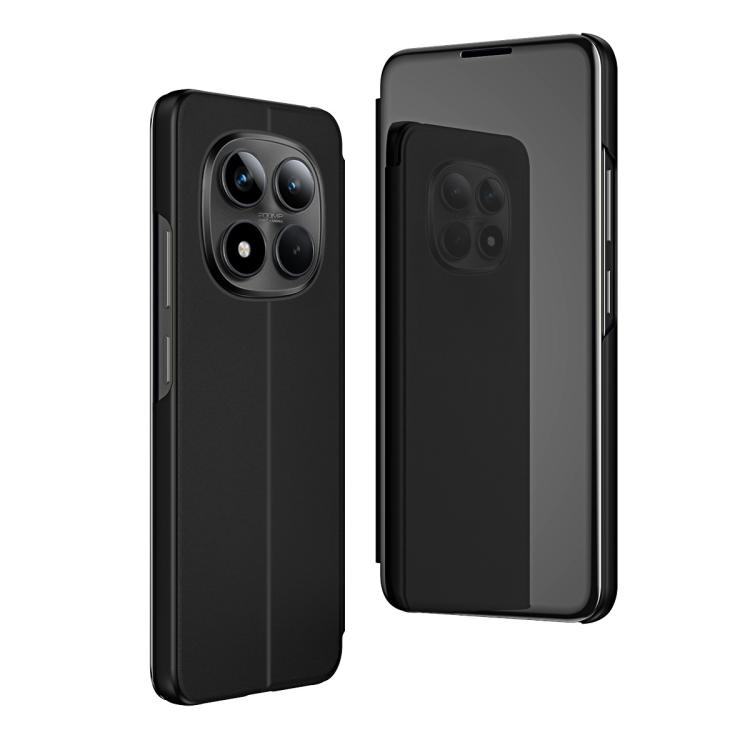 

For Redmi Note 15 Pro 5G Global 163.6mm Plated Mirror Horizontal Flip Leather Phone Case with Holder(Black)
