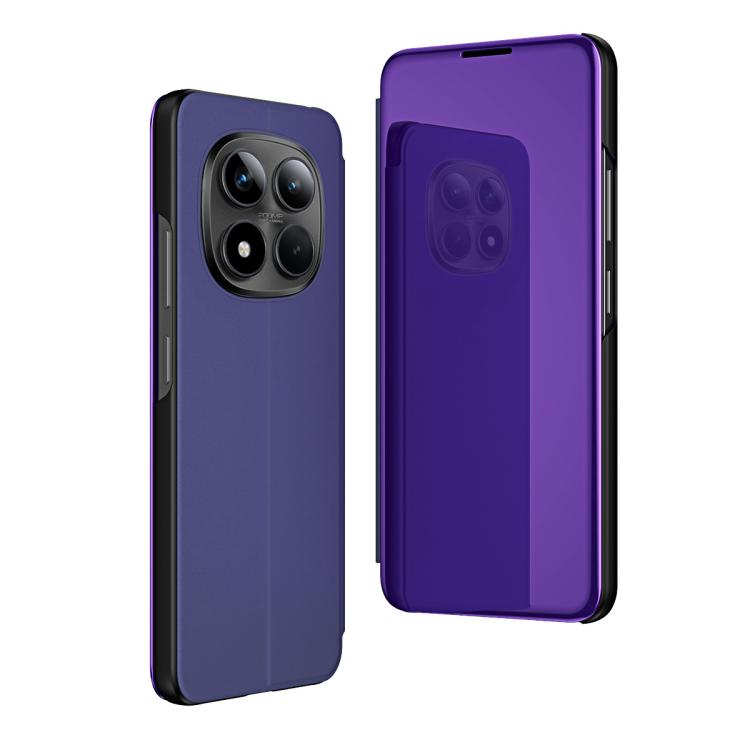 For Redmi Note 15 Pro 5G Global 163.6mm Plated Mirror Horizontal Flip Leather Phone Case with Holder(Purple Blue)