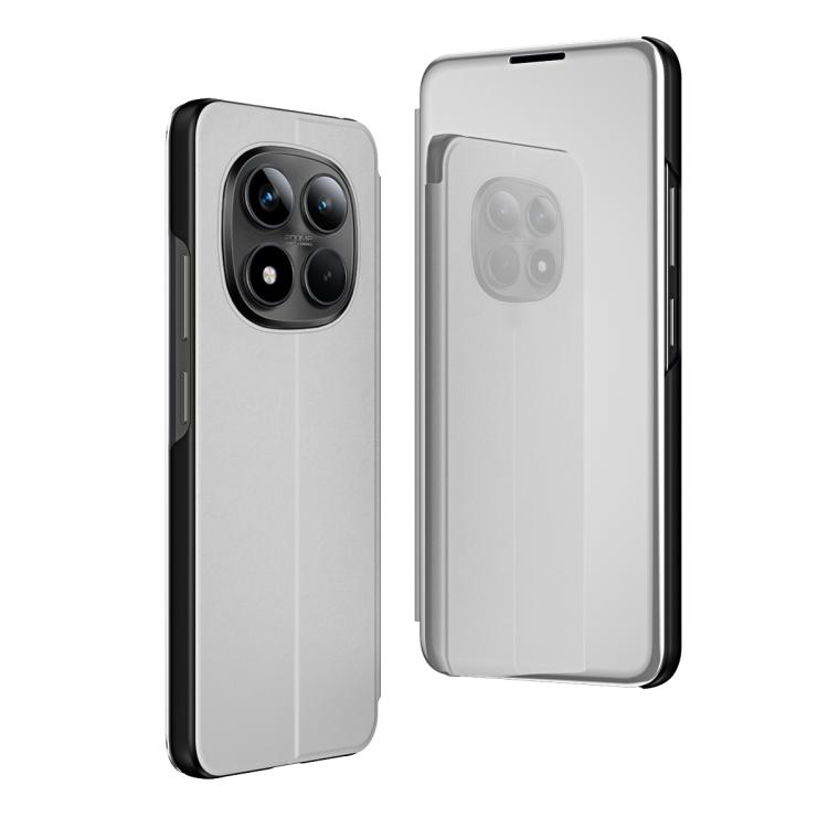 

For Redmi Note 15 Pro 5G Global 163.6mm Plated Mirror Horizontal Flip Leather Phone Case with Holder(Silver)