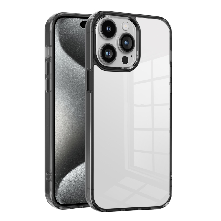 

For iPhone 15 Pro Ice Color Clear PC Hybrid TPU Phone Case(Black)