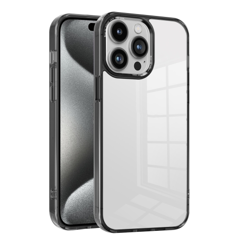 

For iPhone 15 Pro Max Ice Color Clear PC Hybrid TPU Phone Case(Black)