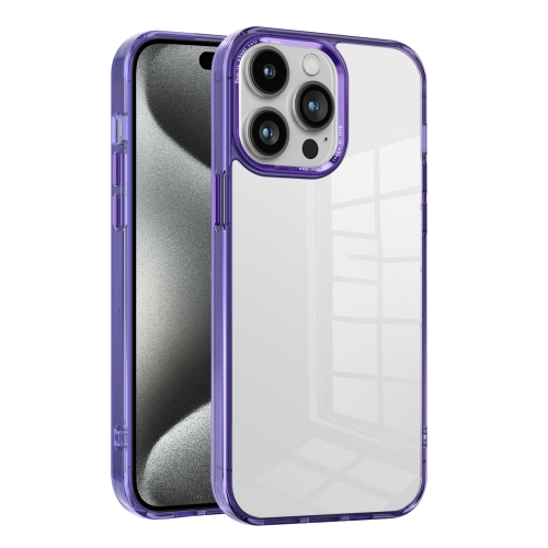 

For iPhone 15 Pro Max Ice Color Clear PC Hybrid TPU Phone Case(Purple)