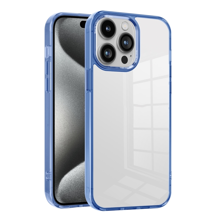 

For iPhone 15 Pro Max Ice Color Clear PC Hybrid TPU Phone Case(Royal Blue)