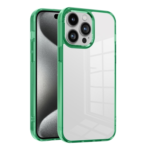 

For iPhone 15 Pro Max Ice Color Clear PC Hybrid TPU Phone Case(Green)