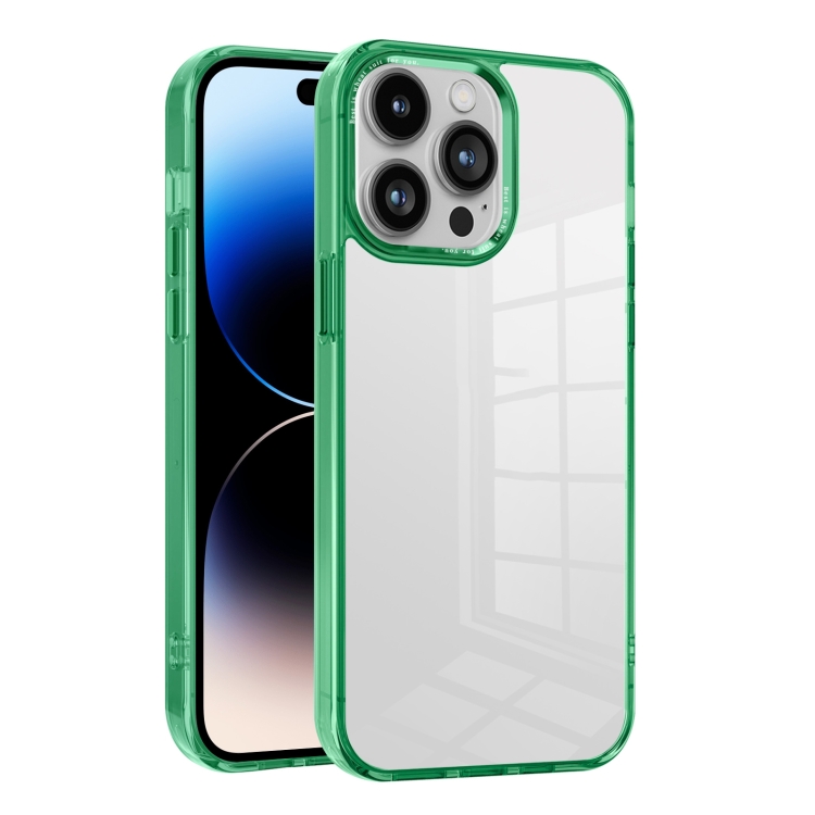

For iPhone 14 Pro Ice Color Clear PC Hybrid TPU Phone Case(Green)