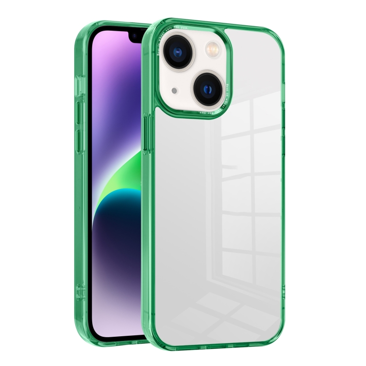

For iPhone 14 Ice Color Clear PC Hybrid TPU Phone Case(Green)