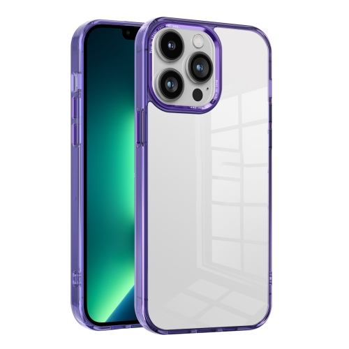 

For iPhone 13 Pro Max Ice Color Clear PC Hybrid TPU Phone Case(Purple)