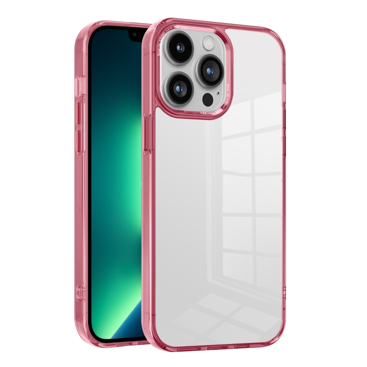 

For iPhone 13 Pro Max Ice Color Clear PC Hybrid TPU Phone Case(Pink)
