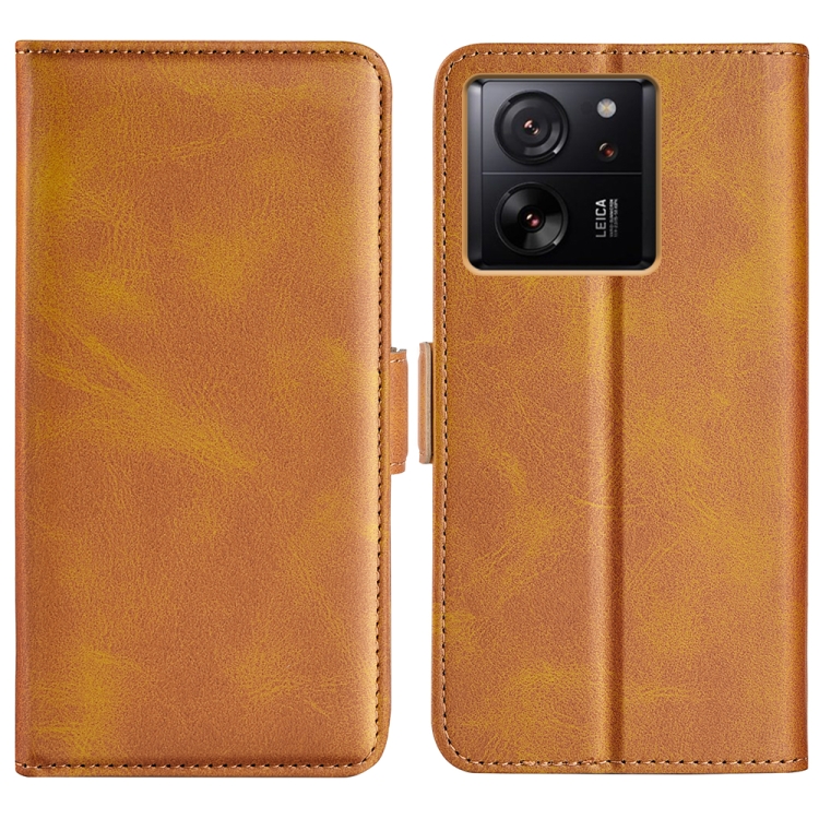 

For Xiaomi 13T Dual-side Magnetic Buckle Horizontal Flip Leather Phone Case(Yellow)