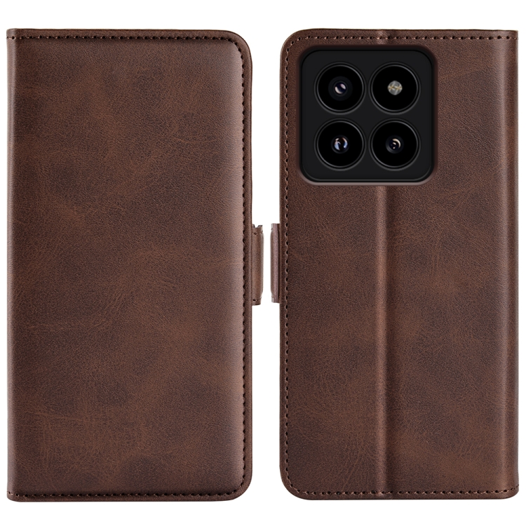 

For Xiaomi 14 Pro Dual-side Magnetic Buckle Horizontal Flip Leather Phone Case(Brown)