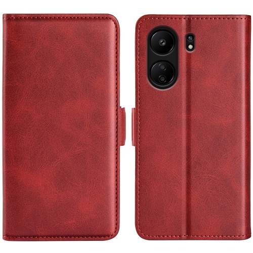 

For Xiaomi Redmi Note 13C Dual-side Magnetic Buckle Horizontal Flip Leather Phone Case(Red)