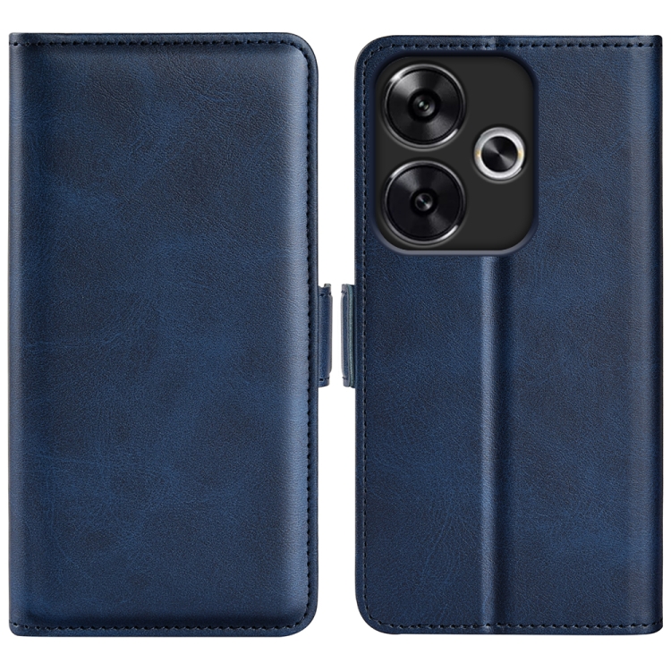 

For Xiaomi Redmi Turbo 3 Dual-side Magnetic Buckle Horizontal Flip Leather Phone Case(Dark Blue)