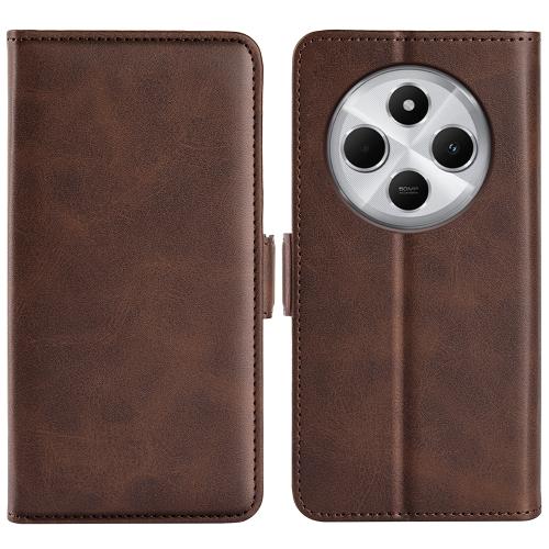 

For Xiaomi Redmi 14C 4G Dual-side Magnetic Buckle Horizontal Flip Leather Phone Case(Brown)