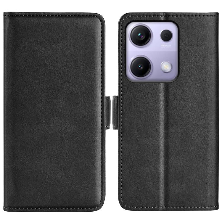 

For Redmi Note 14S 4G Dual-side Magnetic Buckle Horizontal Flip Leather Phone Case(Black)
