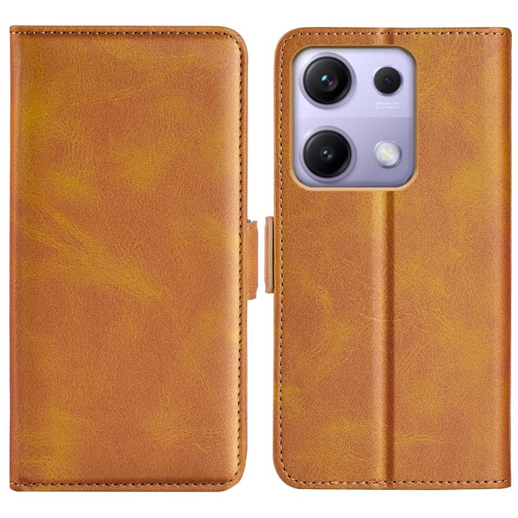 

For Redmi Note 14S 4G Dual-side Magnetic Buckle Horizontal Flip Leather Phone Case(Yellow)
