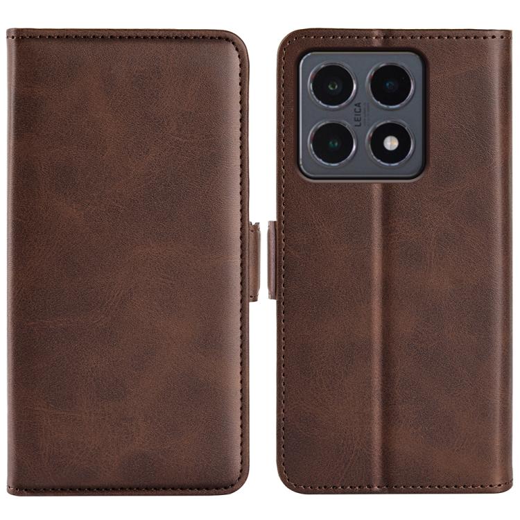 

For Xiaomi 15T Dual-side Magnetic Buckle Horizontal Flip Leather Phone Case(Brown)