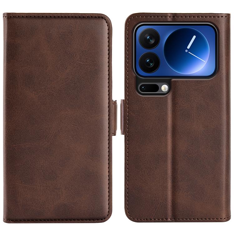 

For Xiaomi 17 Pro max Dual-side Magnetic Buckle Horizontal Flip Leather Phone Case(Brown)