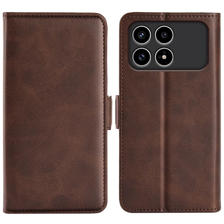 

For Xiaomi Poco F8 Pro 5G Dual-side Magnetic Buckle Horizontal Flip Leather Phone Case(Brown)