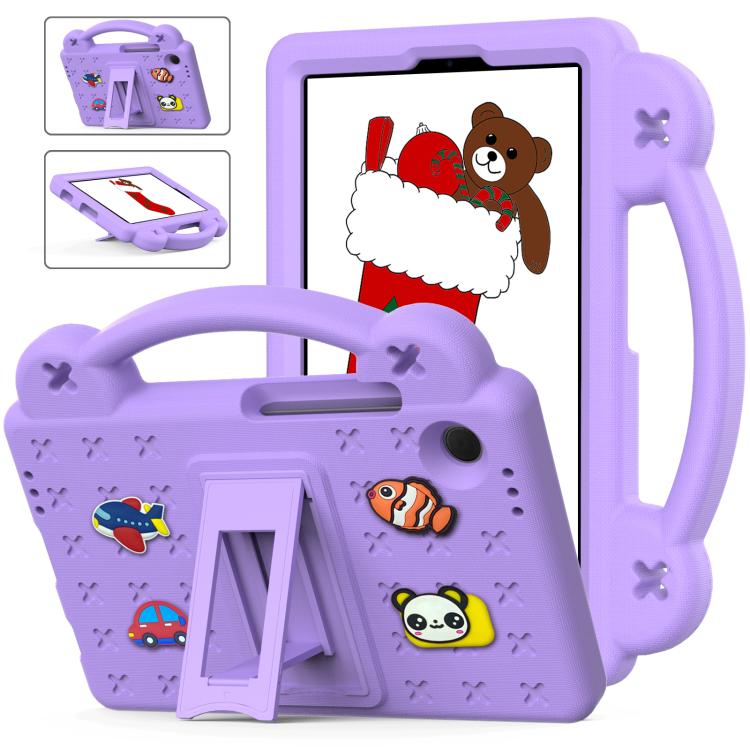 

For Samsung Galaxy Tab A11 2025 Handle Kickstand Children EVA Shockproof Tablet Case(Light Purple)