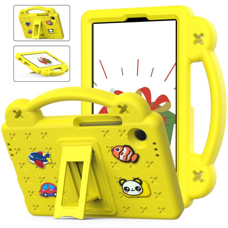 For Samsung Galaxy Tab A11 2025 Handle Kickstand Children EVA Shockproof Tablet Case(Yellow)