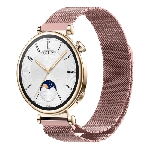 Para Huawei Watch GT4 46 mm Milan Correa de reloj de malla de acero  magnético (rosa)