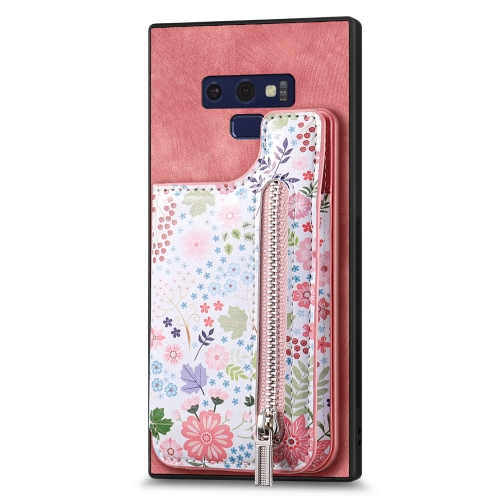 

For Samsung Galaxy Note9 Retro Painted Zipper Wallet Back Phone Case(Pink)