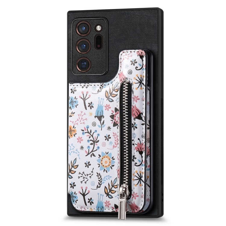 

For Samsung Galaxy Note20 Ultra Retro Painted Zipper Wallet Back Phone Case(Black)