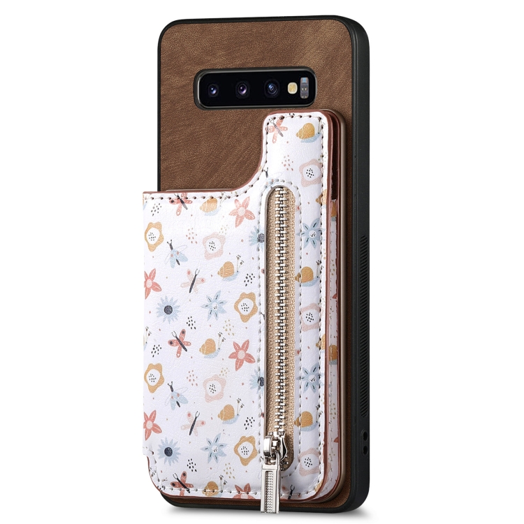 

For Samsung Galaxy S10+ Retro Painted Zipper Wallet Back Phone Case(Brown)