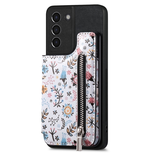 

For Samsung Galaxy S21 5G Retro Painted Zipper Wallet Back Phone Case(Black)