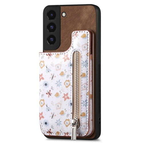 

For Samsung Galaxy S22+ 5G Retro Painted Zipper Wallet Back Phone Case(Brown)