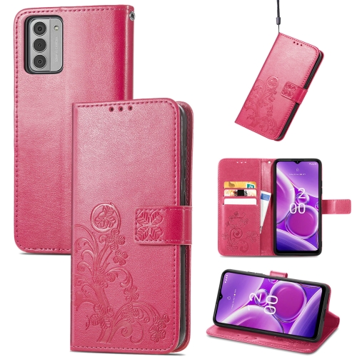 

For Nokia G42 Four-leaf Clasp Embossed Buckle Leather Phone Case(Red)