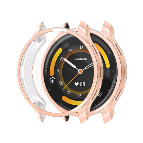 

For Garmin Venu 3 ENKAY Hat-Prince Full Coverage Electroplated TPU Watch Case with Screen Protection(Rose Gold)
