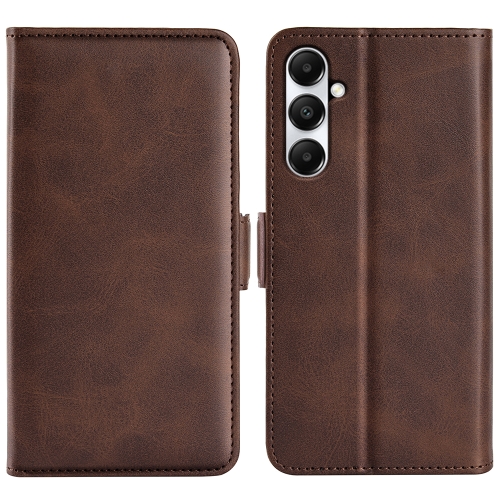 

For Samsung Galaxy A05 Dual-side Magnetic Buckle Horizontal Flip Leather Phone Case(Brown)