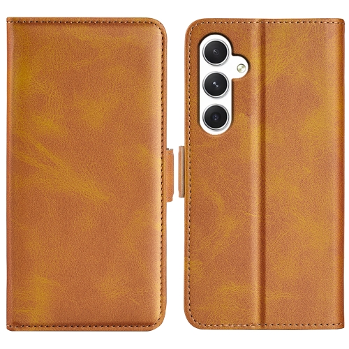 

For Samsung Galaxy S24+ 5G Dual-side Magnetic Buckle Horizontal Flip Leather Phone Case(Yellow)