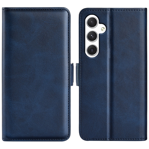 

For Samsung Galaxy S24+ 5G Dual-side Magnetic Buckle Horizontal Flip Leather Phone Case(Dark Blue)