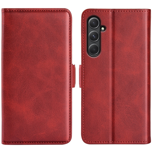 

For Samsung Galaxy A55 Dual-side Magnetic Buckle Horizontal Flip Leather Phone Case(Red)
