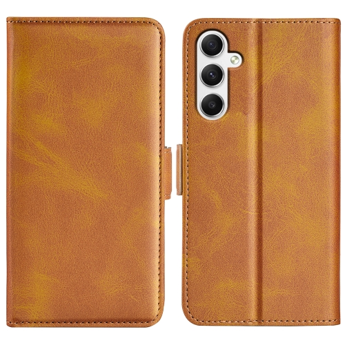 

For Samsung Galaxy A35 Dual-side Magnetic Buckle Horizontal Flip Leather Phone Case(Yellow)
