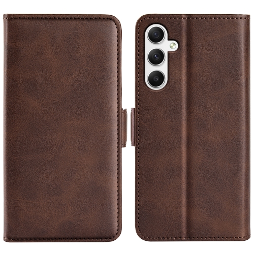 

For Samsung Galaxy A35 Dual-side Magnetic Buckle Horizontal Flip Leather Phone Case(Brown)
