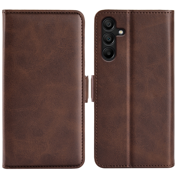 

For Samsung Galaxy M15 5G Dual-side Magnetic Buckle Horizontal Flip Leather Phone Case(Brown)