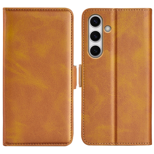 

For Samsung Galaxy S24 FE 5G Dual-side Magnetic Buckle Horizontal Flip Leather Phone Case(Yellow)