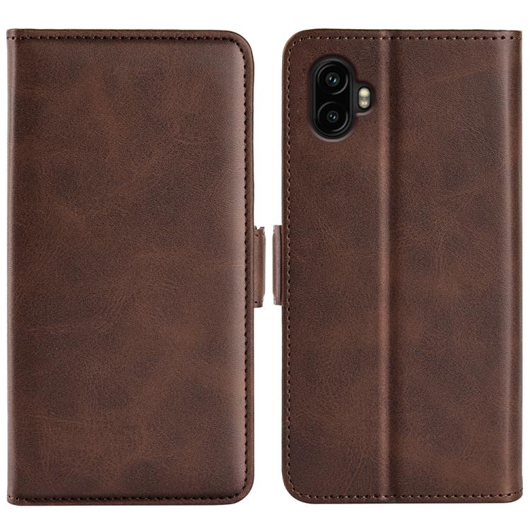

For Samsung Galaxy Xcover 7 Pro Dual-side Magnetic Buckle Horizontal Flip Leather Phone Case(Brown)